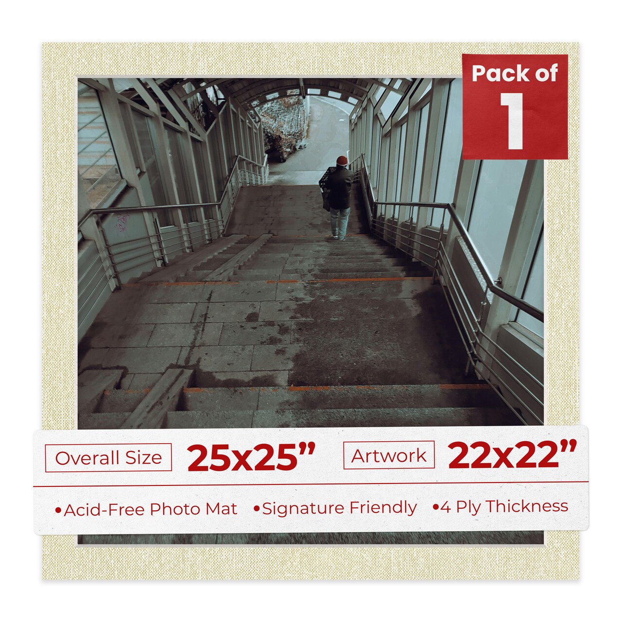 Off White Canvas Mat Board for 25x25 Frames - Fits 22x22 Photos